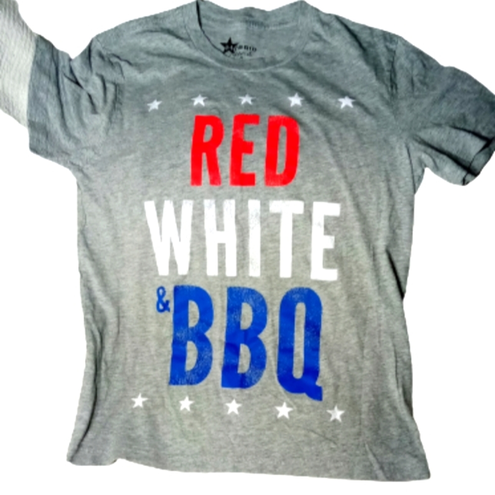 Hybrid Red White BBQ Gray T Shirt Sz Med